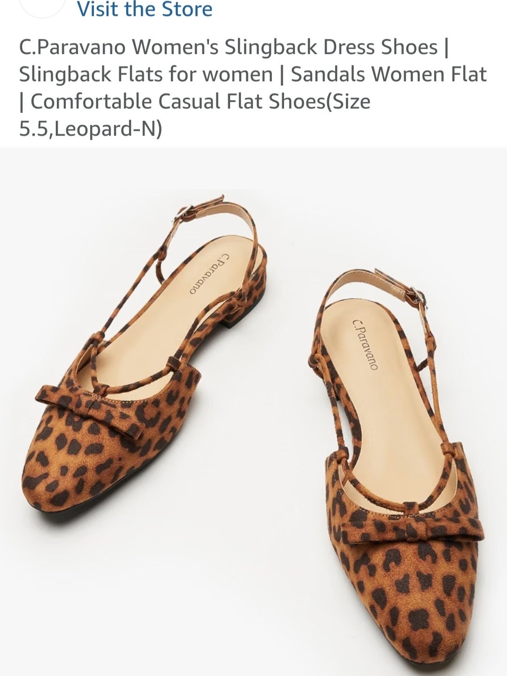 C Paravano. Leopard Print Slingback Flats - Women's Brown Leopard Size 8